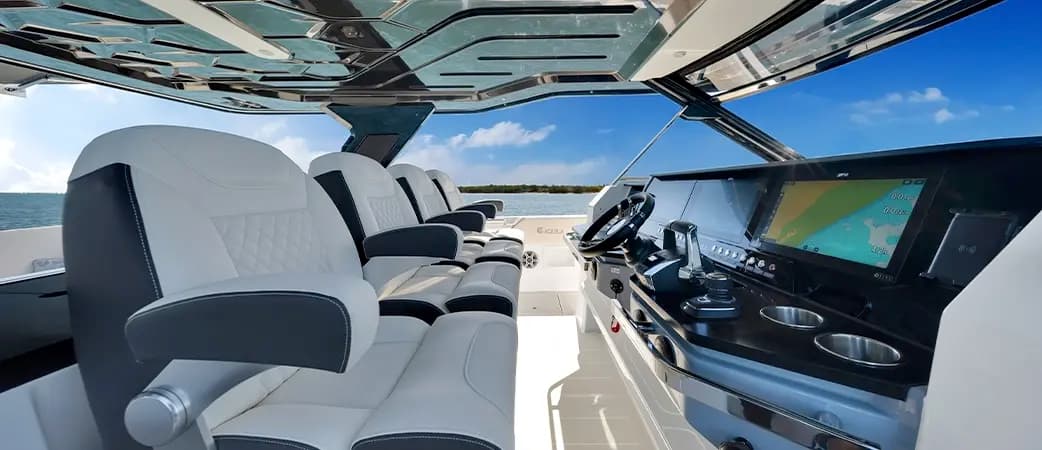 Helm seating on the Aquila 45 Sport