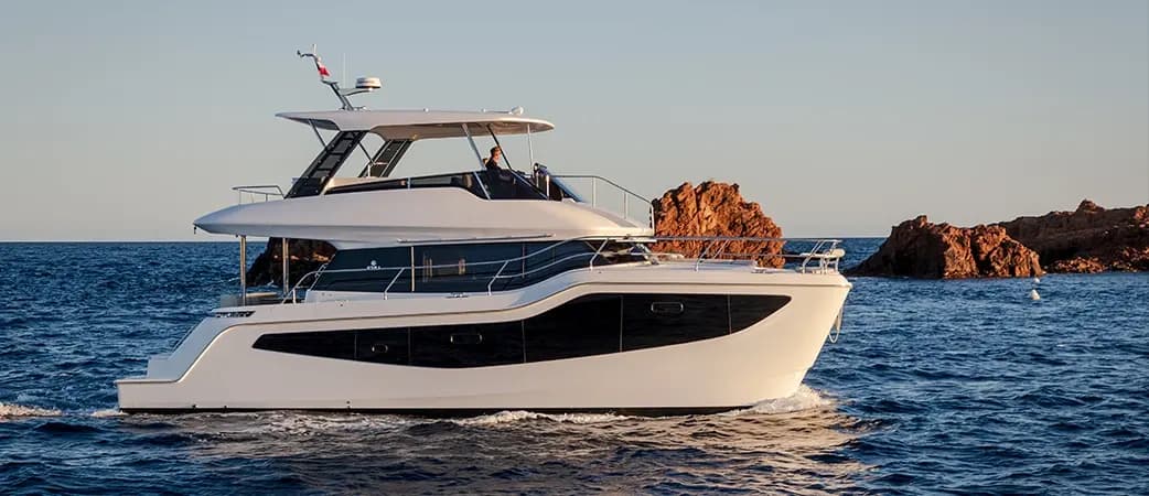 Aquila 46 Yacht in profile on the water