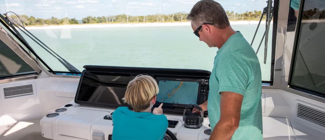 Helm station of the Aquila 54 Yacht
