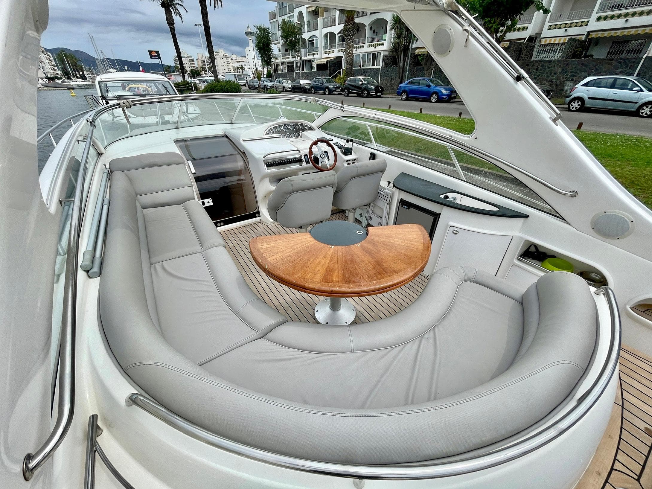 Luxurious interior of a 2003 Windy Bora 40 yacht.