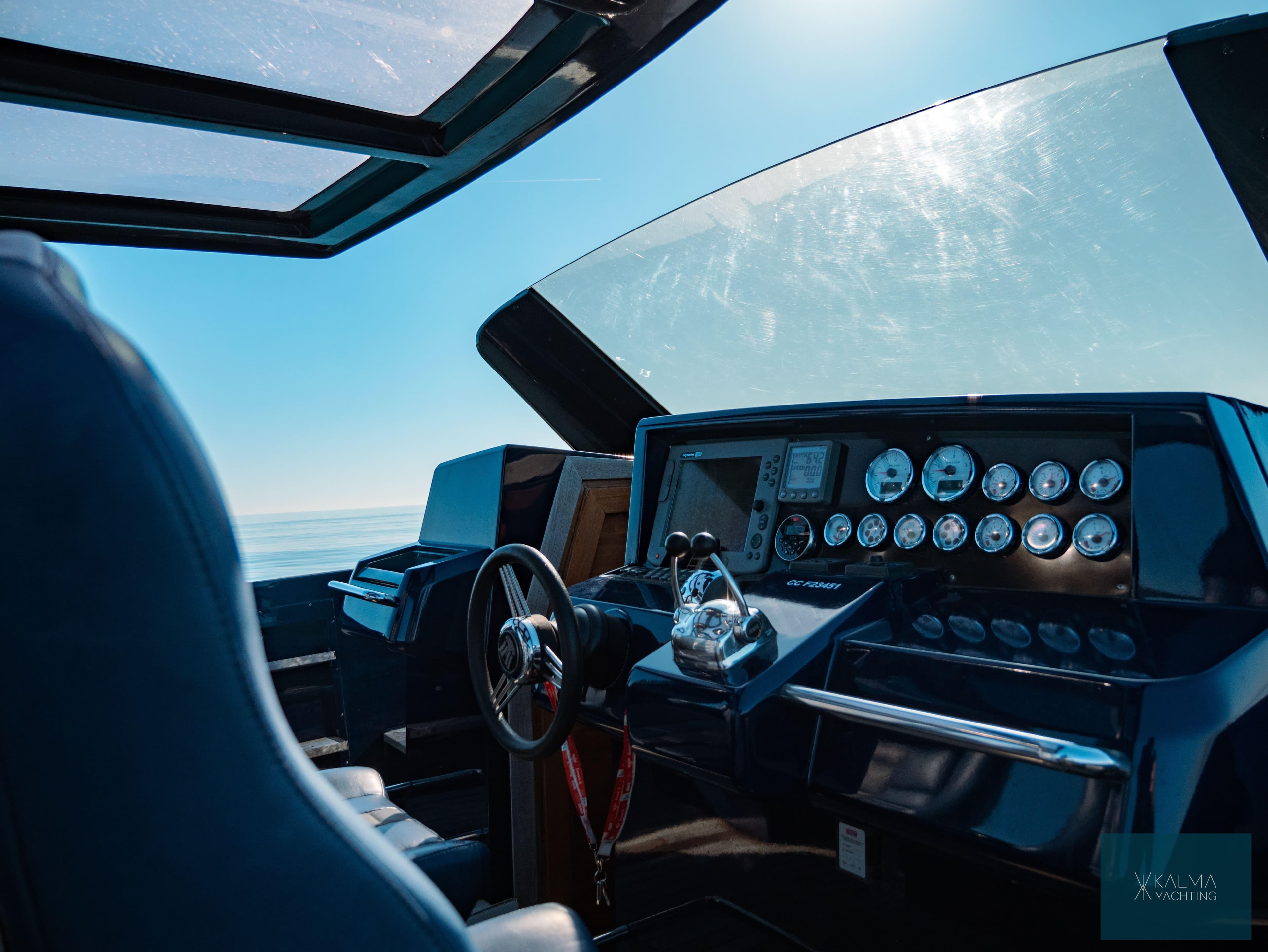 Cockpit of 2008 Fjord 40 Open yacht with modern helm.