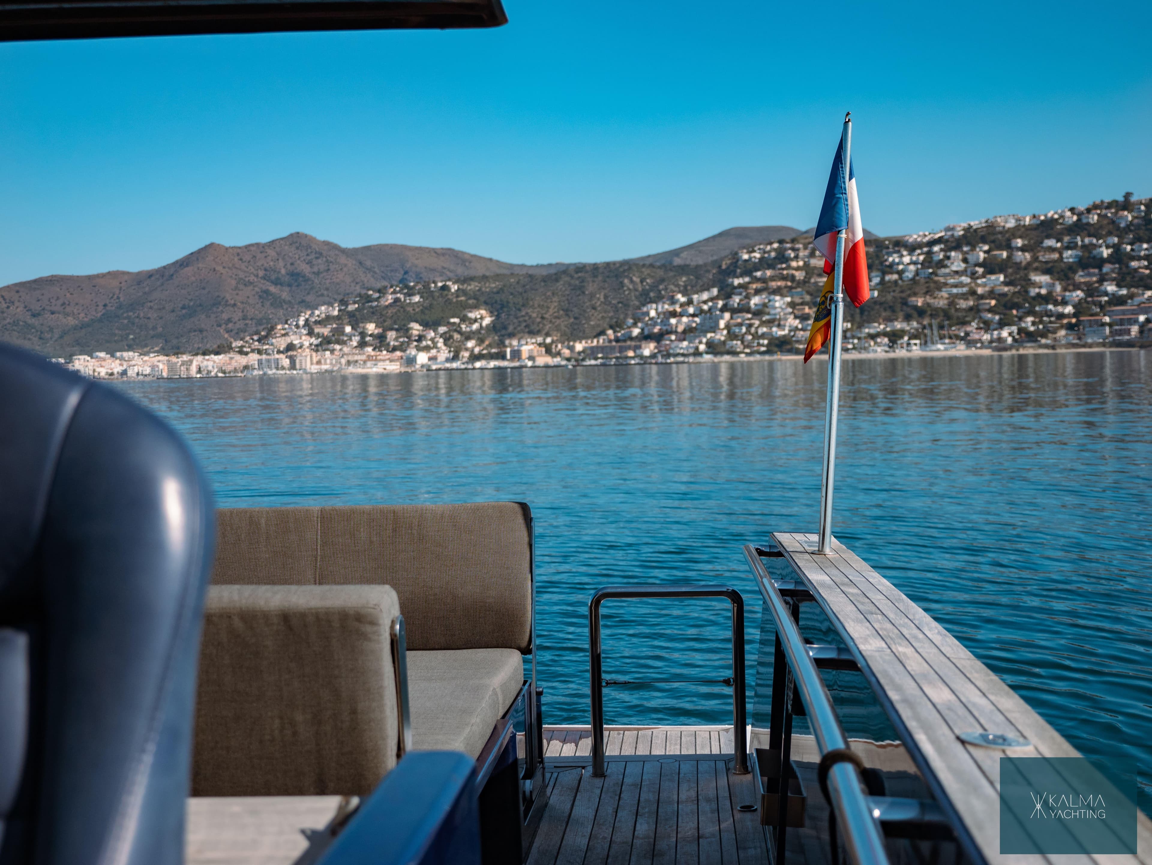2008 Fjord 40 Open yacht with coastal view.