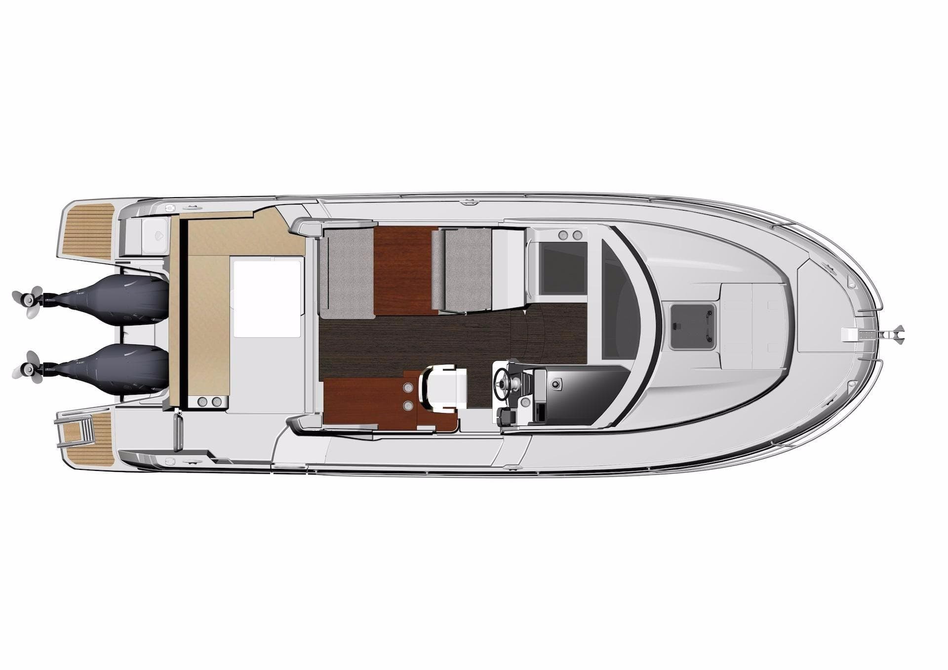 Manufacturer Provided Image: Top view layout of 2017 Jeanneau Merry Fisher 895 boat interior.