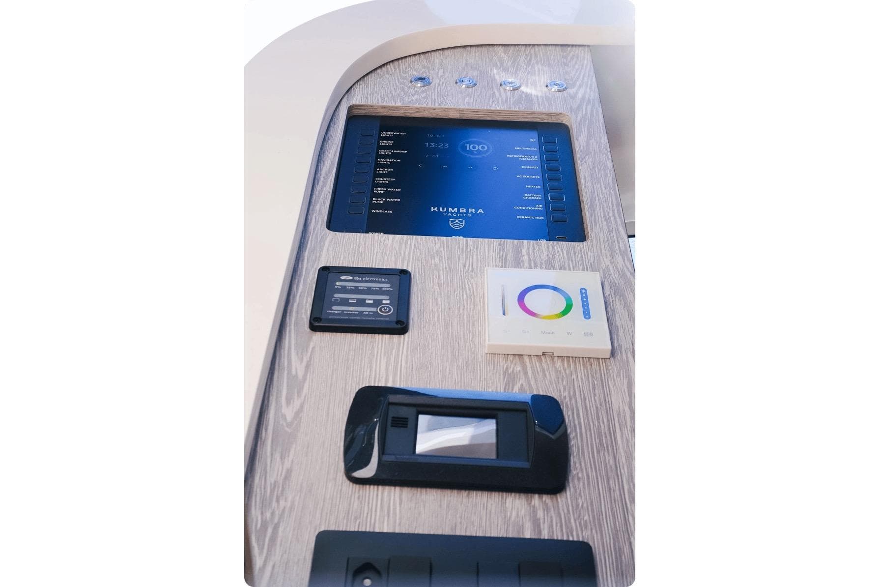 Control panel of 2026 Kumbra 36 with digital display and controls.