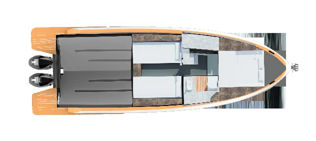 Kumbra 34 interior layout, outboard version